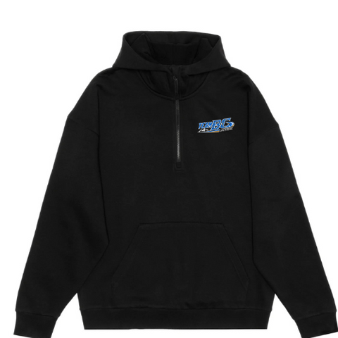 *SPECIAL ITEM* Drop Shoulder Scuba Neck 1/2 Zip Hoodie with Embroidery