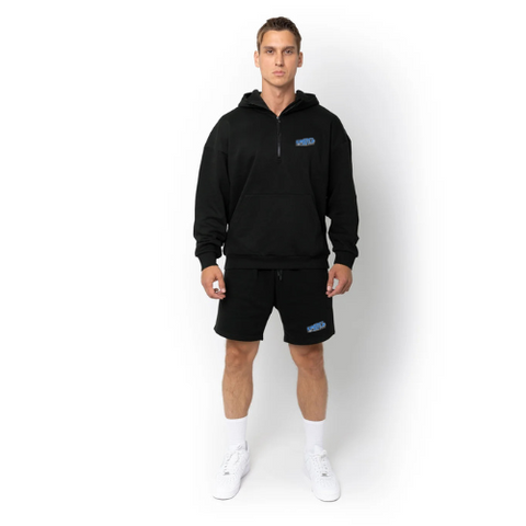 *SPECIAL ITEM* Drop Shoulder Scuba Neck 1/2 Zip Hoodie with Embroidery