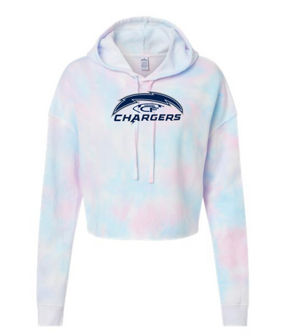 ANGELS OR CHARGERS Ladies Cropped Lightweight Hoodie TIE-DYE/BLUSH/BONE- (AFX64CRP)