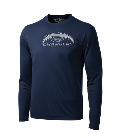 CHARGERS Long Sleeve Dry Fit Performance Shirt (NAVY OR COAL GREY S350LS)