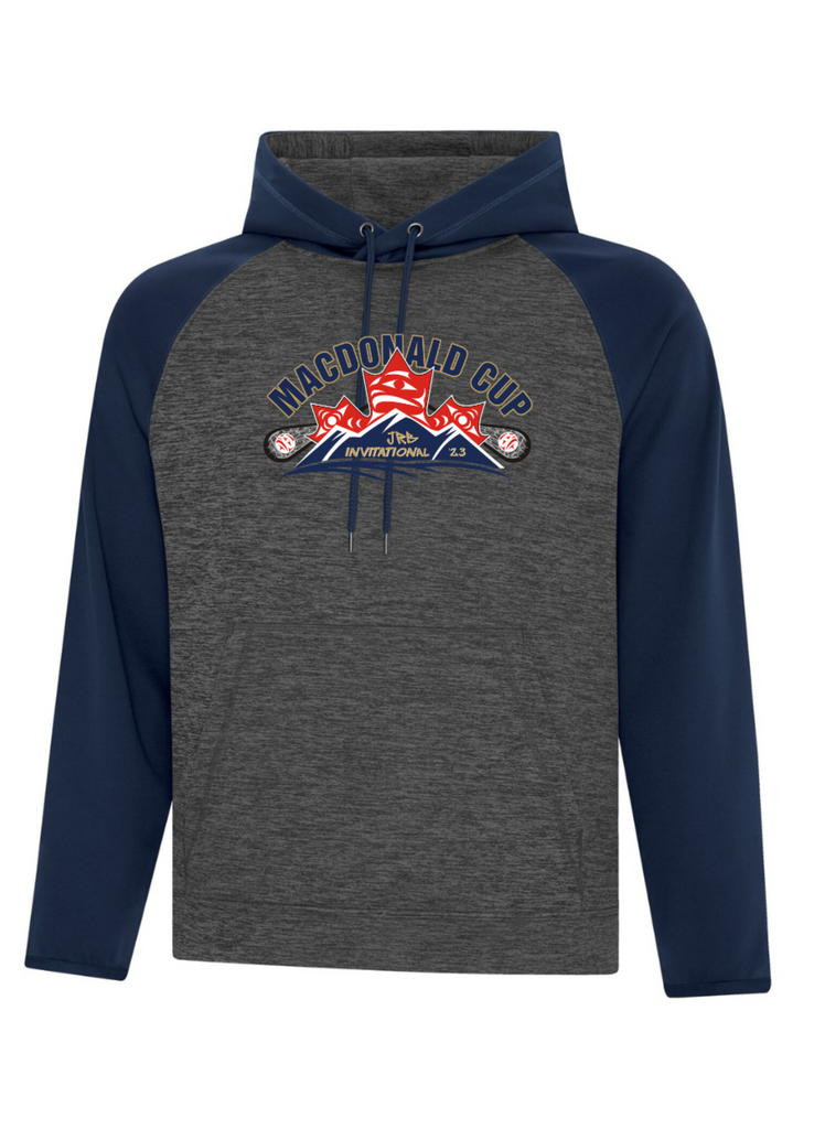 Adult/Youth Dynamic Heather Fleece Performance Hoodie - (Navy/Grey Two-Toned F2047)