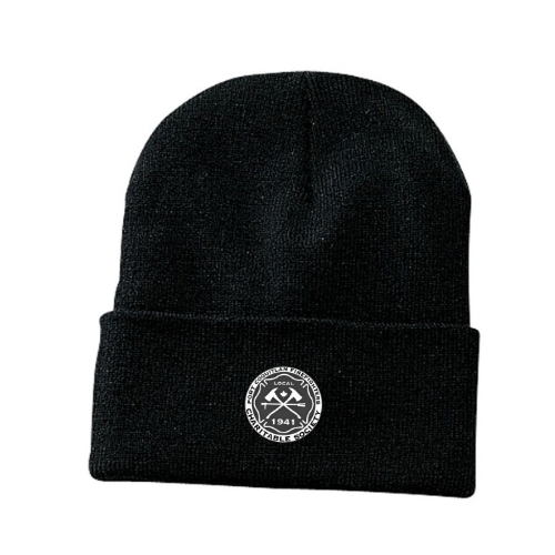 Knit Toque with Embroidery (Black)