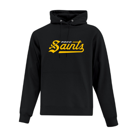 Black Cotton Fleece Hooded Sweatshirt