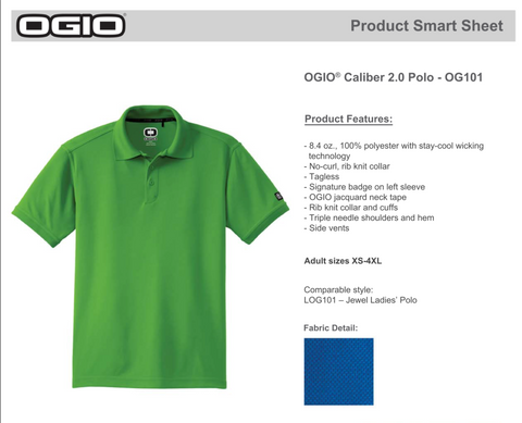 Ogio Caliber 2.0 Polo OG101 - Left Chest Embroidery (Navy)