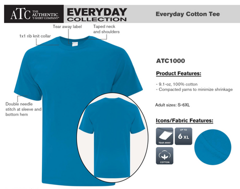 Adult/Women/Youth ATC Every Day Cotton Tee (1000) WHITE OR NAVY BLUE