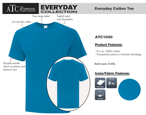 WHITE Adult/Women/Youth ATC Every Day Cotton Tee (1000)