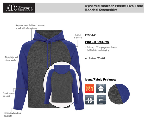 Adult/Youth Dynamic Heather Fleece Performance Hoodie - (Navy/Grey Two-Toned F2047) (Copy)