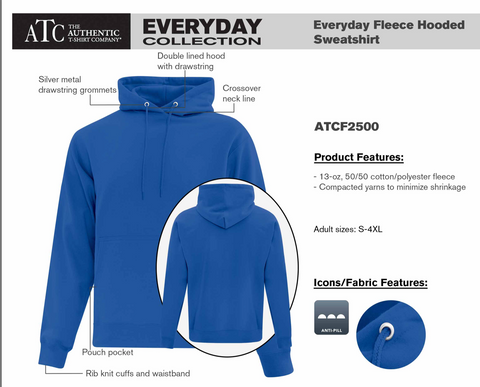 ATC Cotton Fleece Hooded Sweatshirt Royal Blue