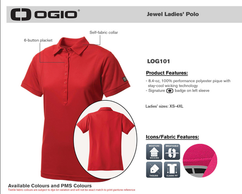 Ogio Caliber 2.0 Womens Polo LOG101 - Left Chest Embroidery (Navy)