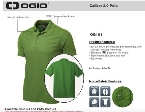 Ogio Caliber 2.0 Polo OG101 - Left Chest Embroidery