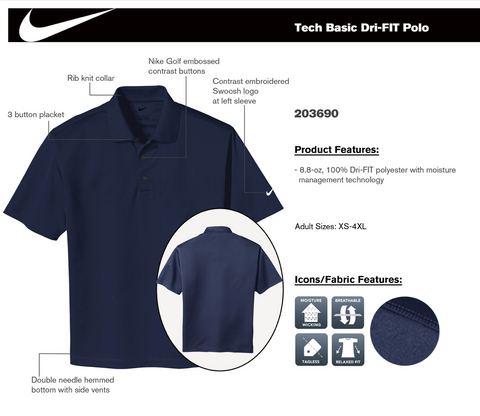 NIKE TECH BASIC Dri-FIT POLO  With Embroidery