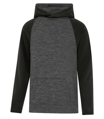 Adult/Youth Dynamic Heather Fleece Performance Hoodie - (Black/Grey Two-Toned F2047)