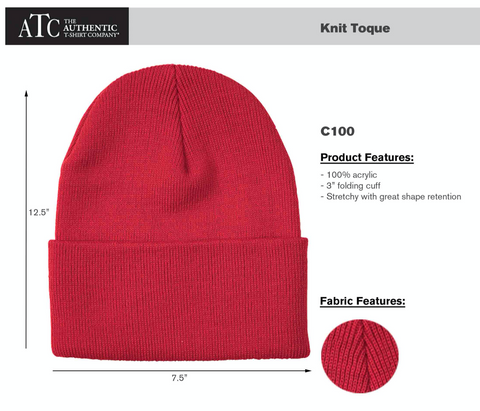 ATC Knit Toque with Embroidery - Black or Grey