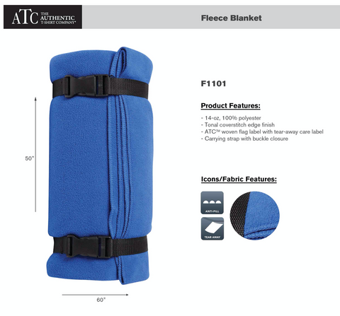 Black ATC Fleece Blanket - Embroidery