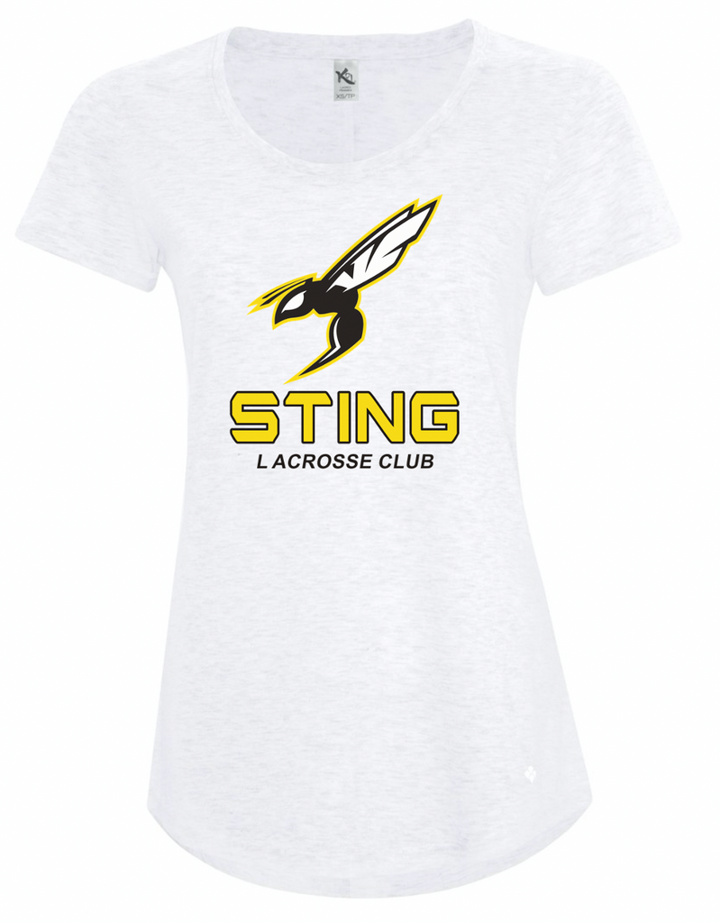 Sting White Koi Triblend Womens T-Shirt with Screen Print