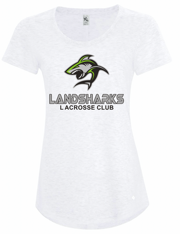 Landsharks White Koi Triblend Womens T-Shirt with Screen Print