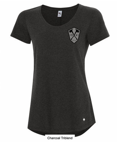 Black Koi Triblend Womens T-Shirt with Screen Print