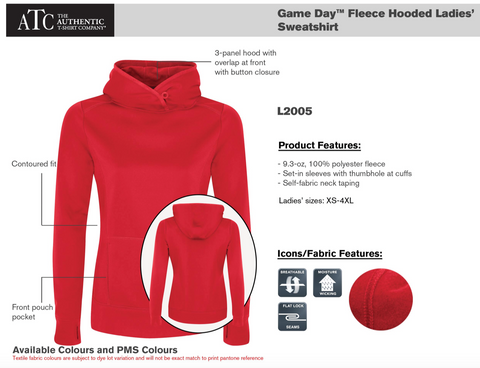 Red ATC Dry Fit Performance Hoodie with Screen Print