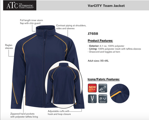ATC Varsity Team Jacket With Left Chest Embroidery