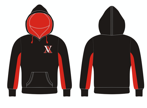 Black/Red Dry Fit Hoodie with Embroidery