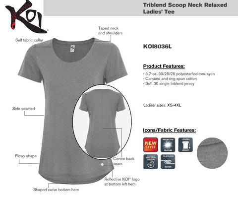 Ladies Koi Tri-blend T-Shirt with Screen Print (Grey Tri-blend -KOI8036L)