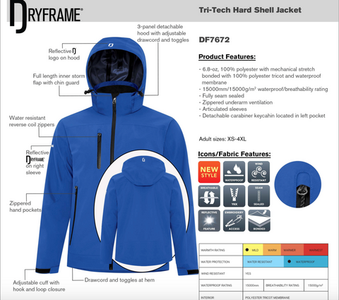 Copy of Dry Frame Hooded Outdoor Waterproof Performance Jacket - embroidery