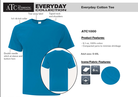 Blue ATC Cotton T-Shirt - With Screen Print