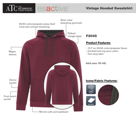 ATC ESACTIVE Vintage Hooded Sweater - With Screen Print