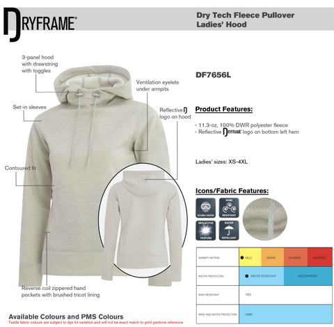 Dryframe Dry Tech Fleece Ladies Pullover - Screen Print