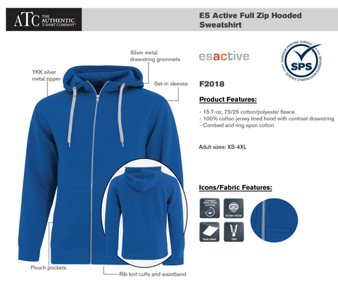 Adult ATC ESACTIVE Core Full-zip Hooded Sweatshirt (embroidery) - (Black F2018)