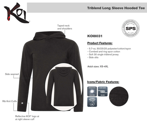 Grey Koi Triblend Long Sleeve Hoodie - With Screen Print